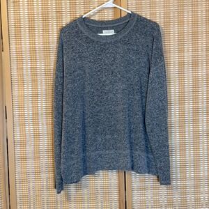 Lucky Brand Womens Grey Space Dye Knit Long Sleeve Crewneck Pullover Top Large
